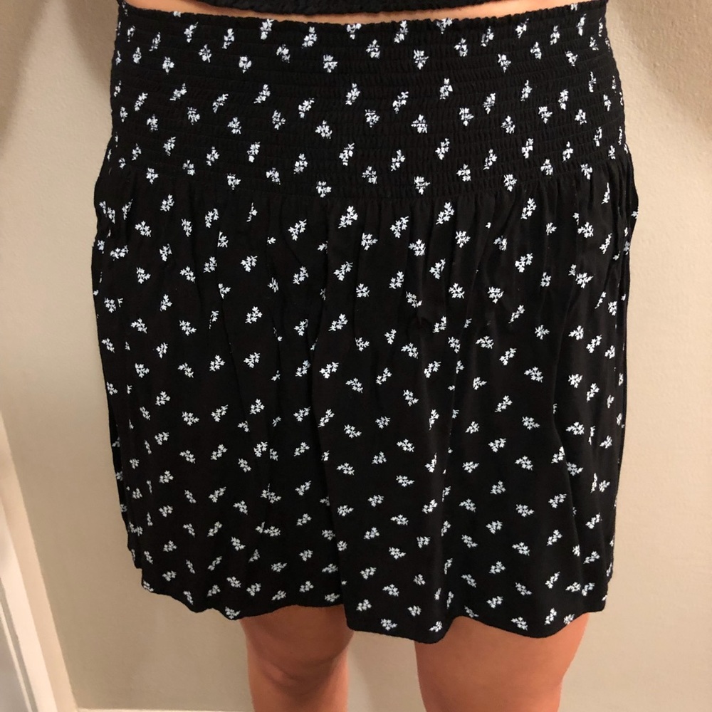 Black Flower Mini Skirt